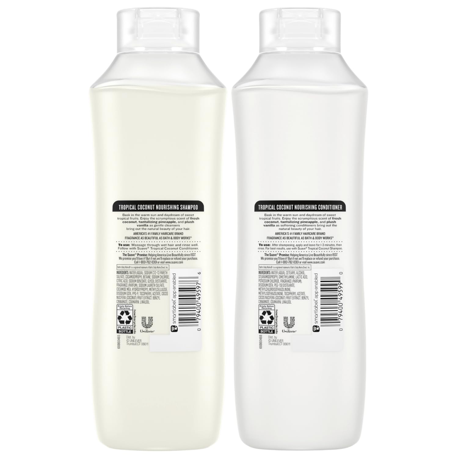 Suave Shampoo & Conditioner Set, Tropical Coconut – Everyday Nourishing Formulas with Coconut Extract & Vitamin E, 22.5 Oz Ea (2 Piece Set)